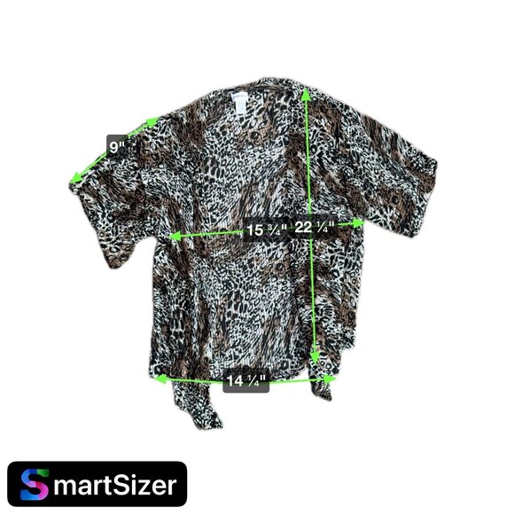 Vtg Chicos Animal Print Cardigan‎ Jacket Women M Asymmetrical Open Knit Sheer - Picture 2 of 6